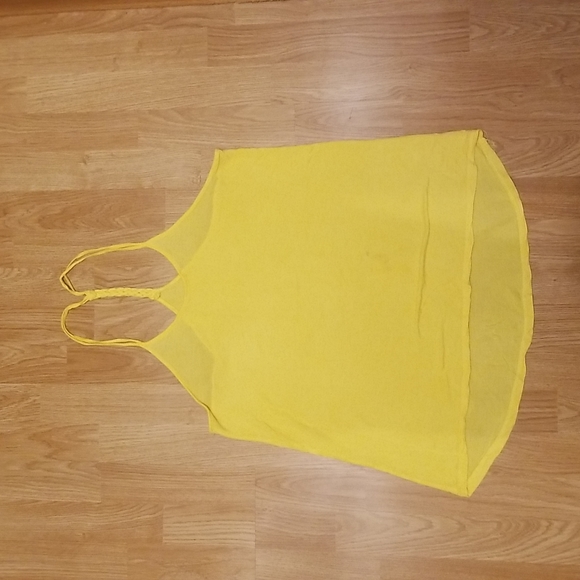 💥3/$10💥 Yellow Braided Racerback Hi-Lo Tank Top - Picture 1 of 10